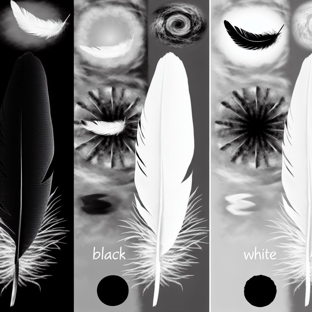 Compreendendo o simbolismo das penas pretas, brancas e cinzas