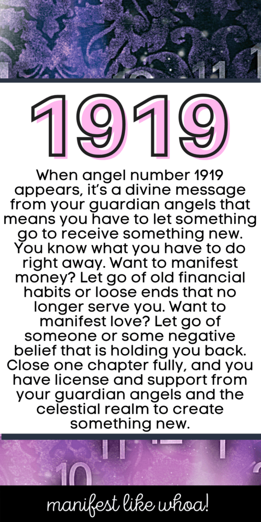 Número de ángel 1919 para manifestar (Numerología Números de ángeles y ley de atracción)