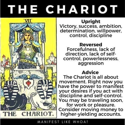 The Chariot Tarot Card Significado Manifestación de los Arcanos Mayores Ley de Atracción
