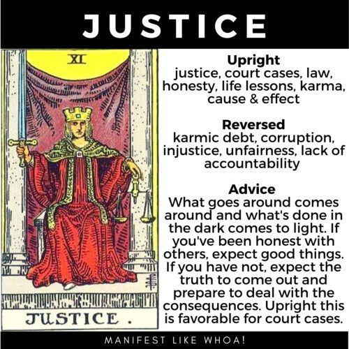 Έννοιες της κάρτας Ταρώ - Δικαιοσύνη (Major Arcana)
