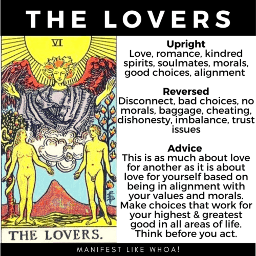 The Lovers Tarot-kort som betyr symbolisme-manifestasjon