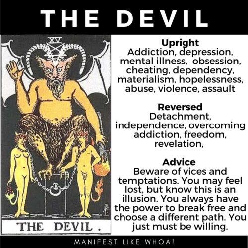 Devil Tarot kaardi tähendused (Rider-Waite, Major Arcana, Learn Tarot)