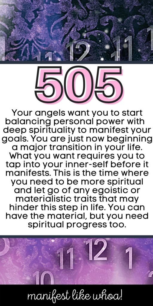 Angelo numeris 505, reiškiantis pasireiškimą, traukos dėsnį, numerologiją (akivaizdinius pinigus, meilę)