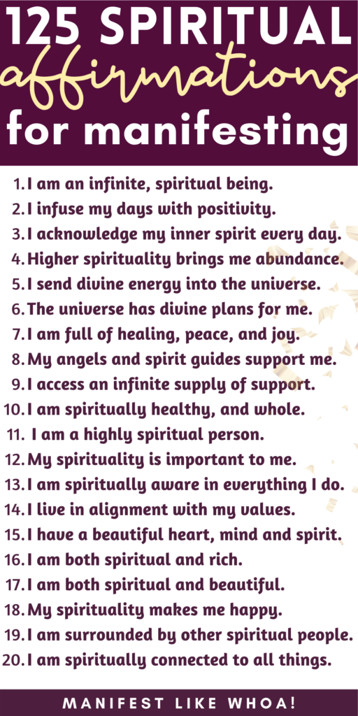 125+ spirituelle bekræftelser til manifestation og lov om tiltrækning (daglige positive bekræftelser)