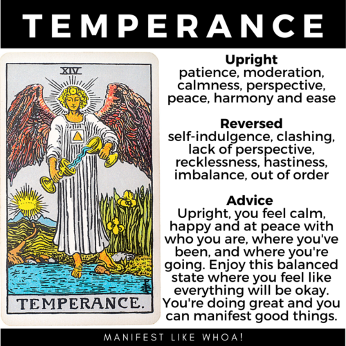 Sprievodca, význam a symbolika Tarotu Temperance (Malor Arcana)