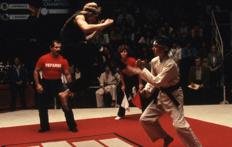 Рита с Ралф Макио, Уилям Забка и Мартин Кове на 35 -годишнината на The Karate Kid