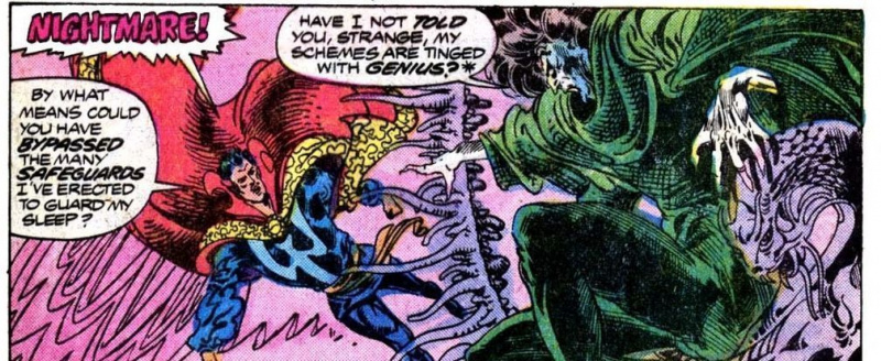 Dr. Strange debe enfrentarse nuevamente a Nightmare en Doctor Strange # 34 de Ralph Macchio y Tom Sutton. (Crédito: Marvel)