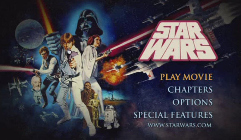 O copo meio cheio dos únicos DVDs originais inalterados da trilogia de Star Wars
