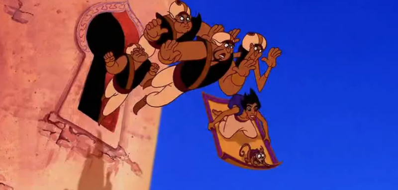 Útek z koberca Aladdin