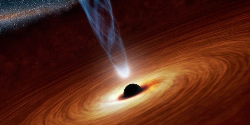 Черна дупка с акреционен диск и струи