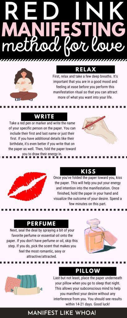 Método de manifestação de tinta vermelha para o amor (5 etapas)