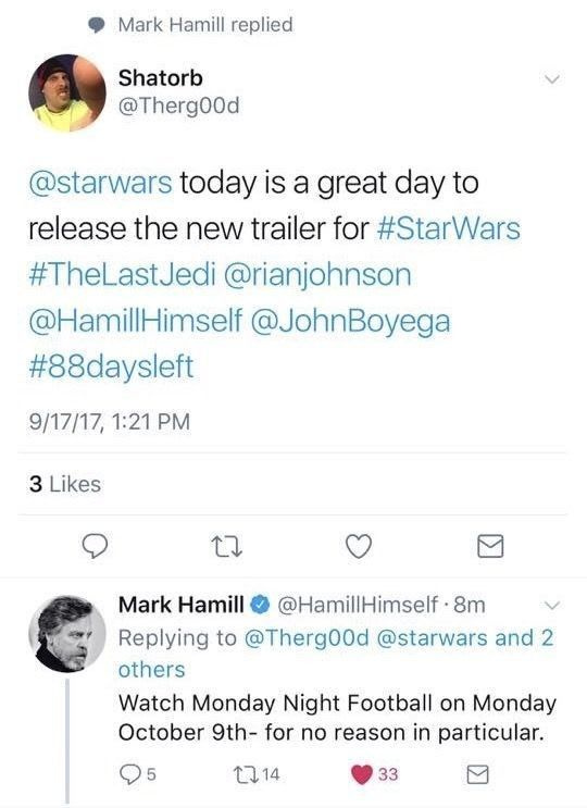 Αποκάλυψε ο Mark Hamill πότε θα πέσει το τρέιλερ του The Last Jedi;
