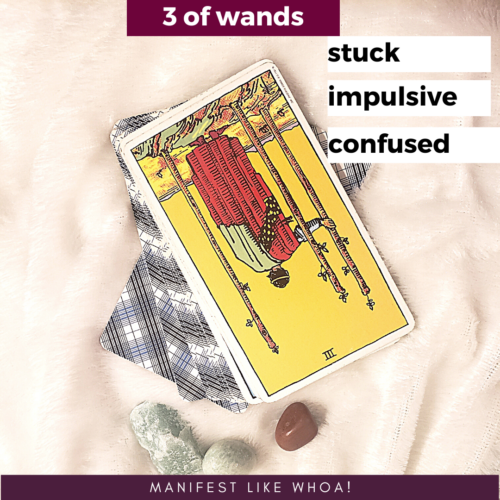   Three of Wands Tarot-kort (omvendt)
