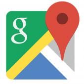 Google Maps - sabiedriskā transporta un pārtikas lietotņu plakātu attēls
