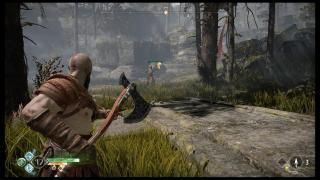 God of War: captura de pantalla n. ° 3: Aquí Kratos debate cuál de sus enemigos debe destruir primero.