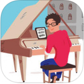 Práctica de piano con la imagen del póster de la aplicación Wolfie