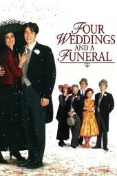 Fire bryllupper og et billede af en begravelsesfilmplakat