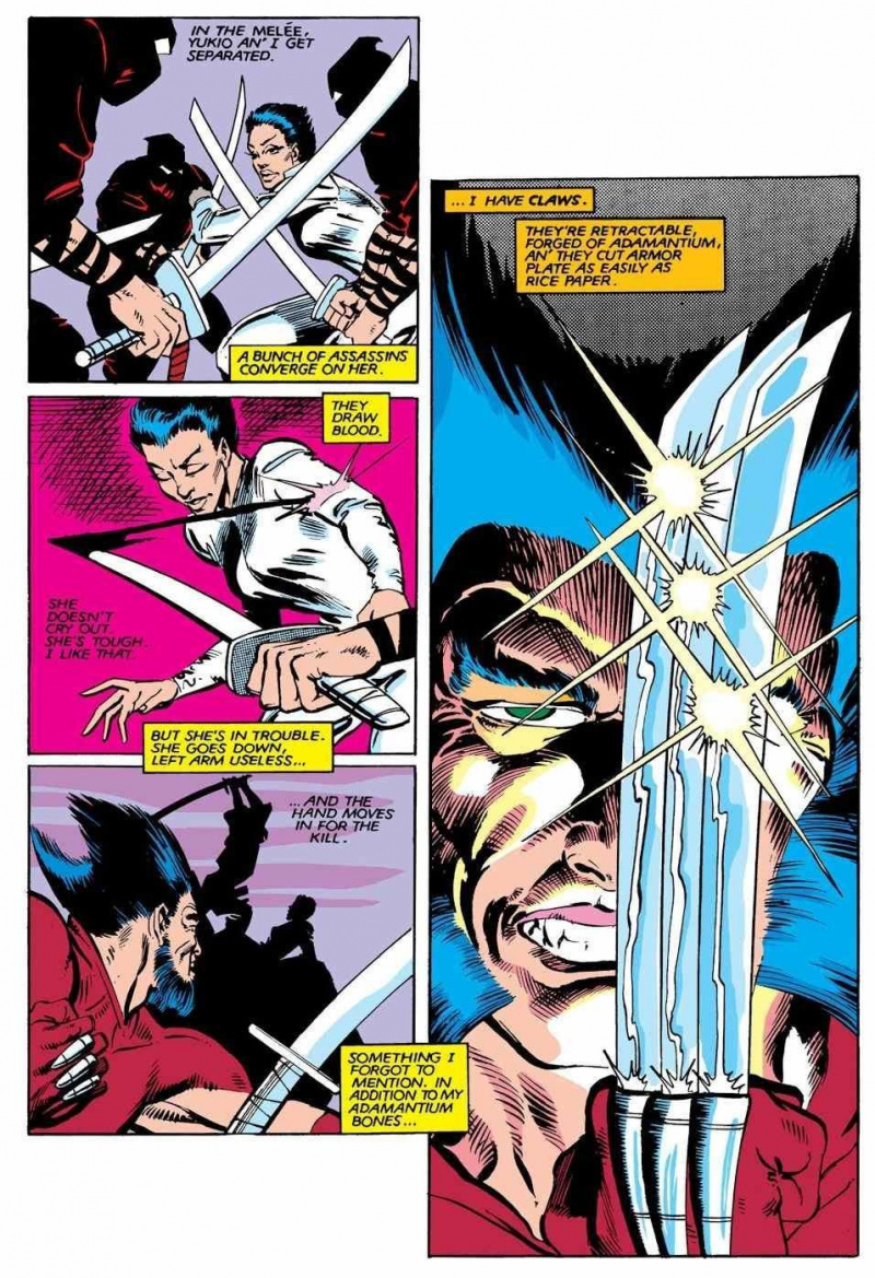 Wolverine #2 (1. sēj.) - autors Kriss Kremons, zīmuļi - Frenks Millers, tintes - Josefs Rubinšteins, Krāsas - Gliniss Veins